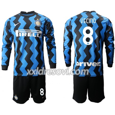 Inter Milan Matias Vecino 8 Domaći Dječji Komplet Dresovi za Nogomet 2020-2021 Dugim Rukavima (+ kratke hlače)